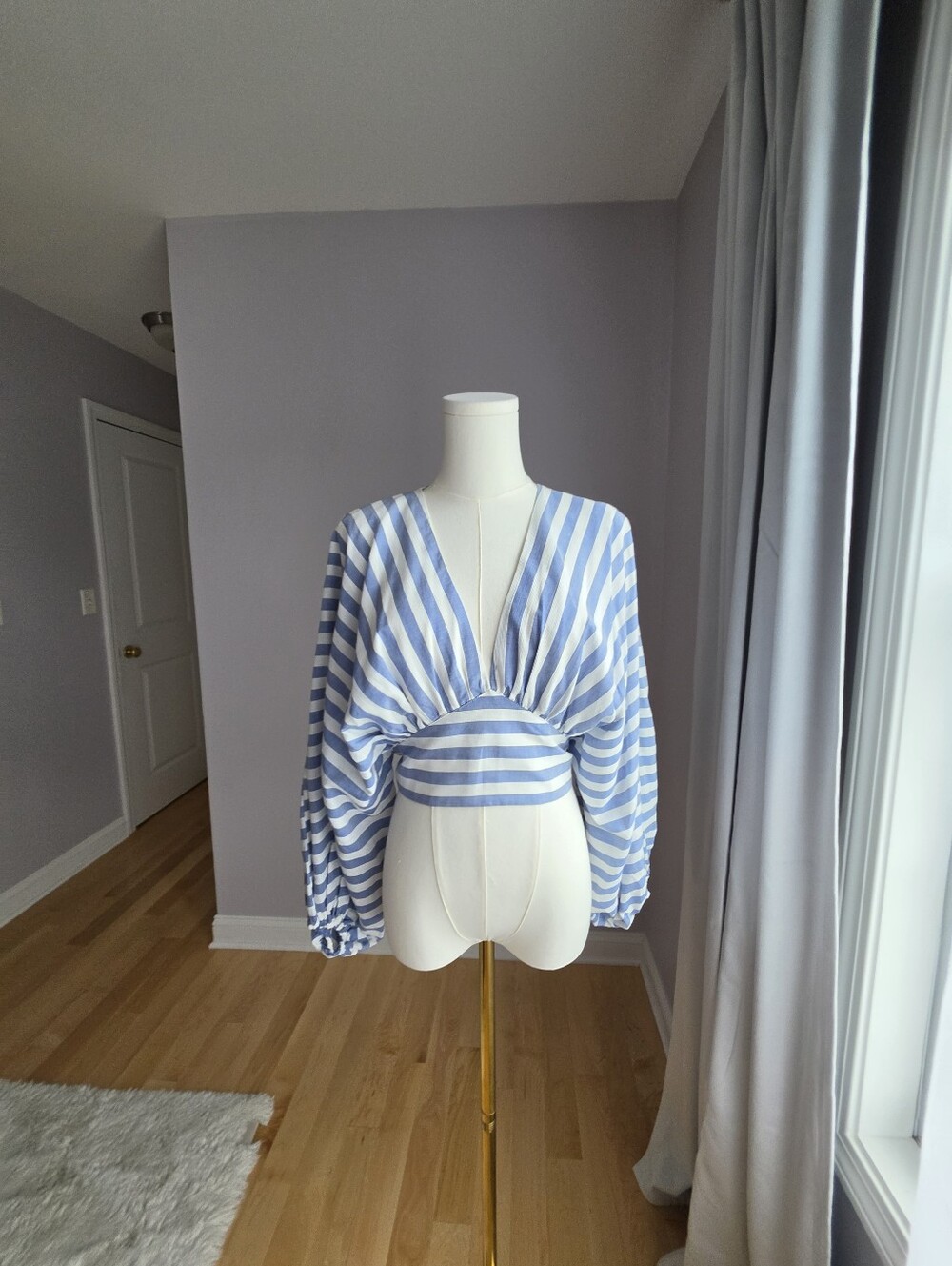 Pilcro Blue and White Striped Blouse